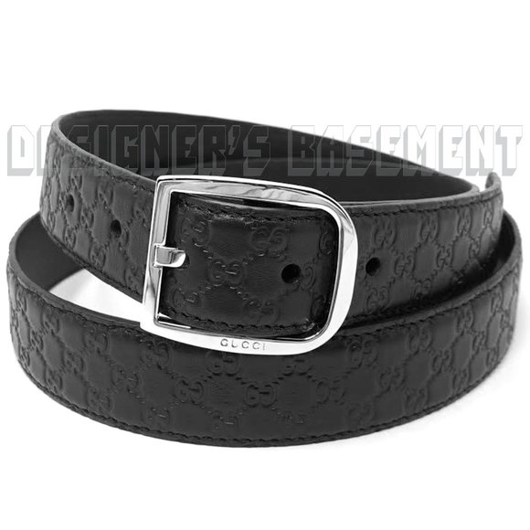 Gucci Accessories - GUCCI black 105 GG leather MICRO GUCCISSIMA paladium Logo D-ring buckle belt NIB